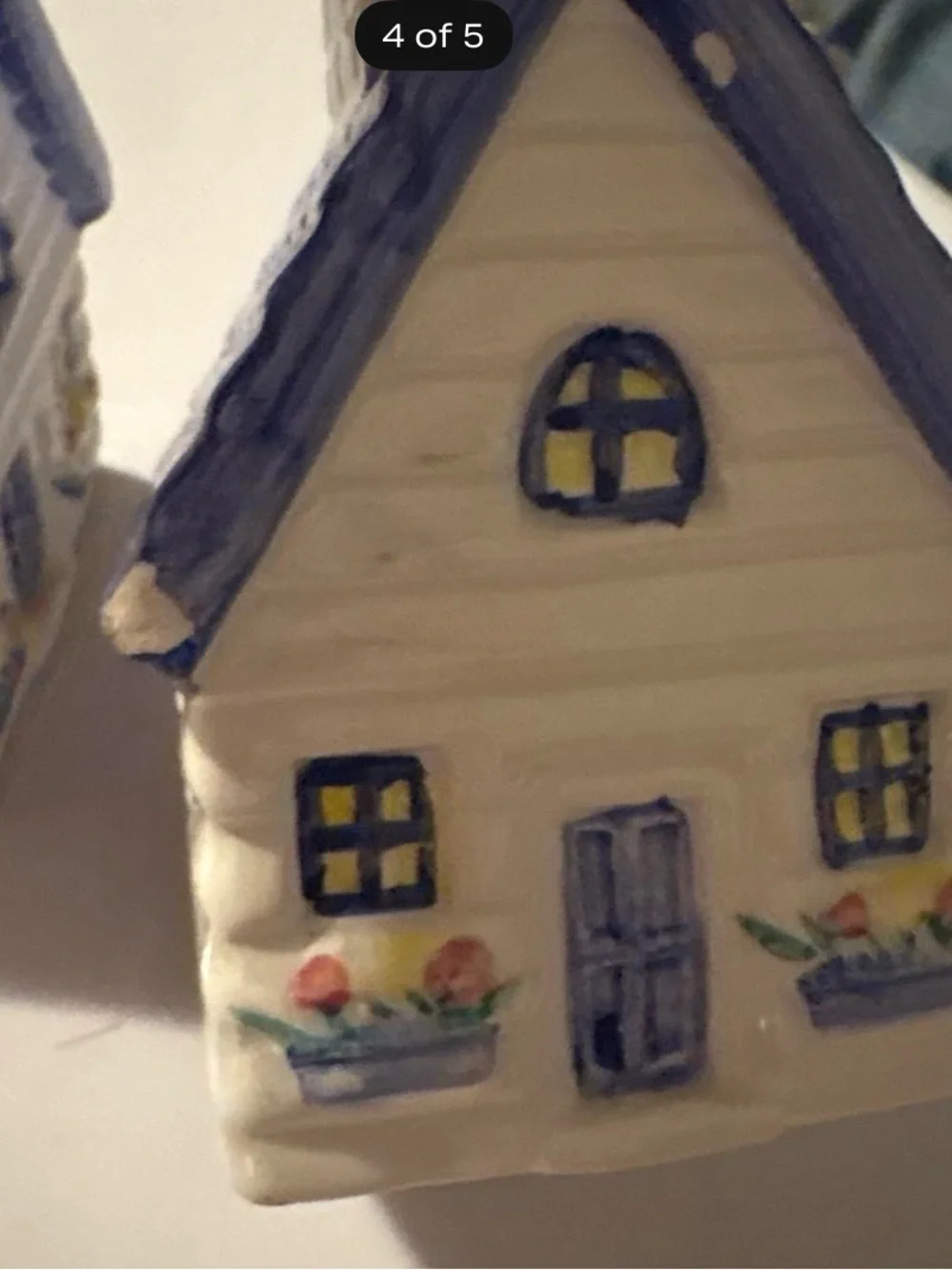 Salt & Pepper Shakers Blue Cottage-  House  Set! Farm House Country. Granny's